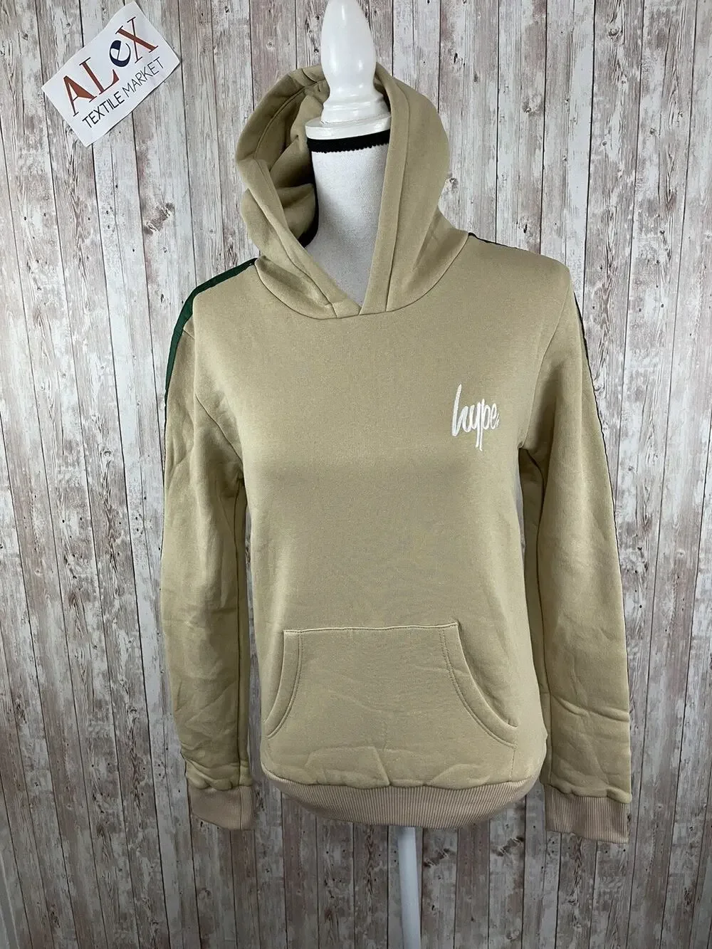 Just Hype Hoodie Womens Small Sweatshirt Beige Pullover Long Sleeve N133